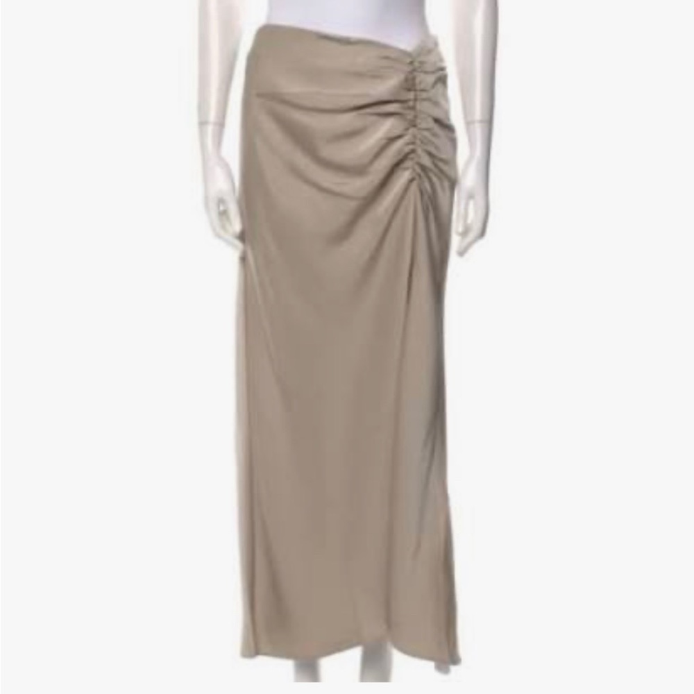 Jason Wu Satin Ruched Side Slit Midi Skirt - Picture 2 of 2